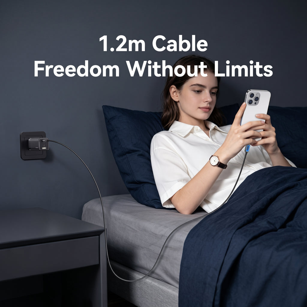 USAMS SJ819 U111 30W Type-C to Lightning Fast Charging Cable with Infinity Mirror LED Light (1.2m)