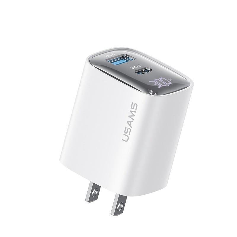 USAMS CC230 XC Series 30W GaN Dual-Port Fast Charger with Power Display