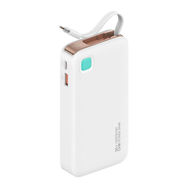 USAMS CD224 XY Series 20W Power Bank with Retractable USB-C Cable - 10000mAh