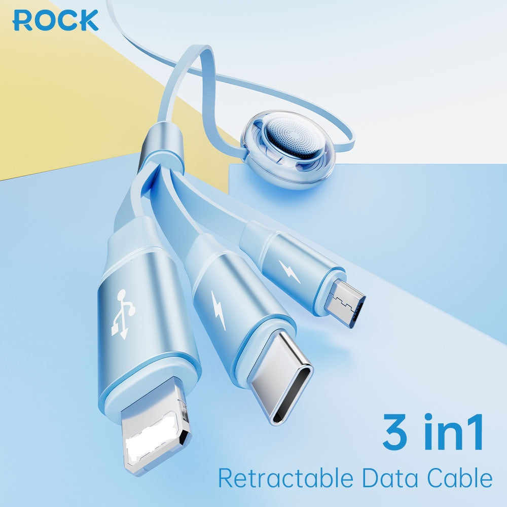ROCK L10 Honeycomb Series 3-in-1 Retractable Data Cable