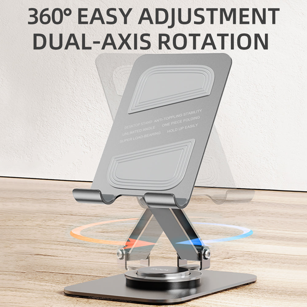 ROCK 360° Rotatable Metal Desktop Phone Holder l Foldable and Adjustable