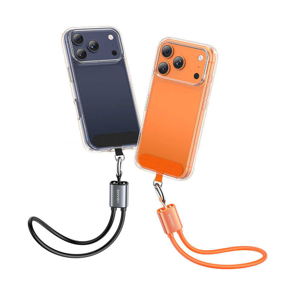 USAMS SJ784 U97 2-in-1 60W Type-C to Type-C Lanyard Charging Data Cable (30cm) – Premium Liquid Silicone Wrist Strap Phone Cord