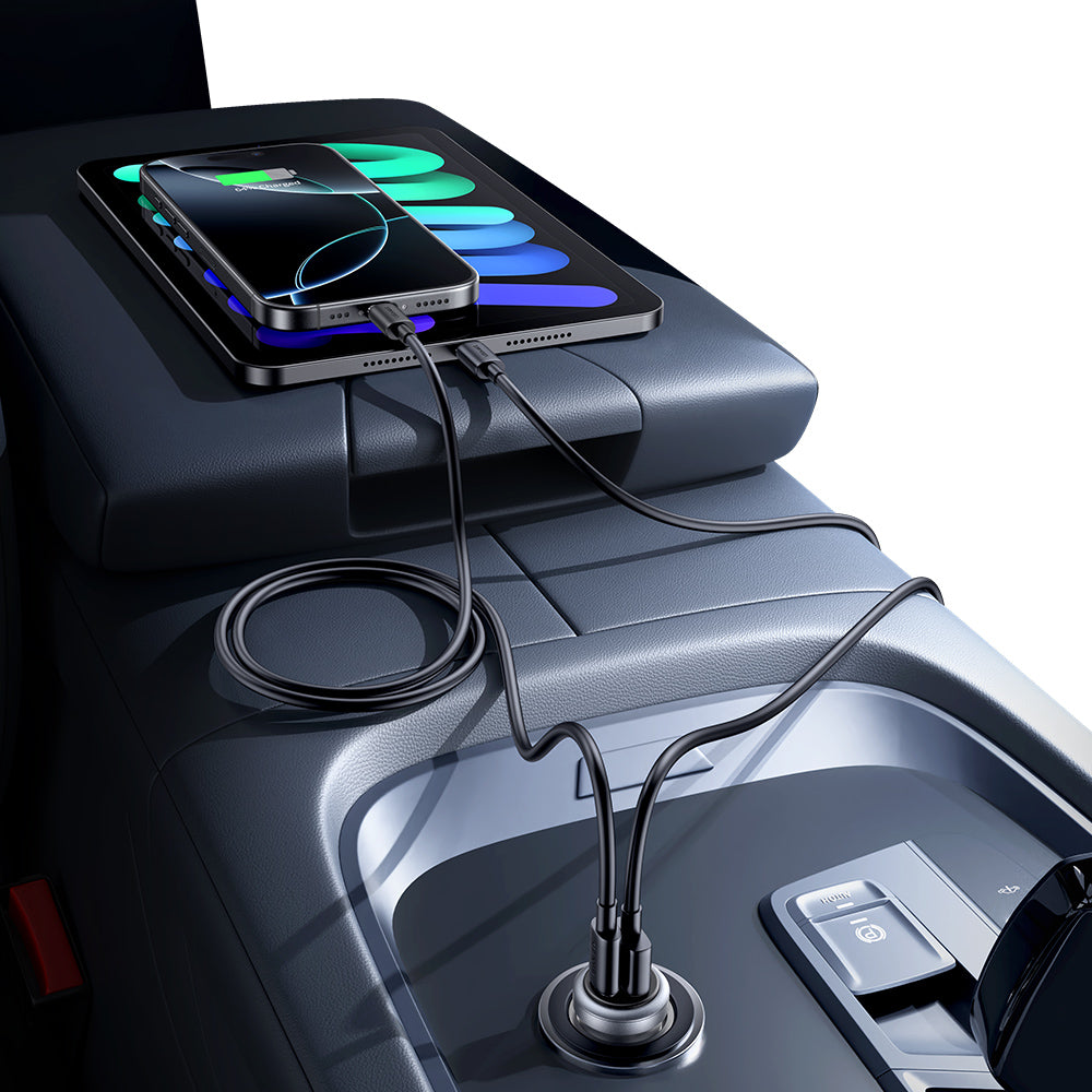 USAMS CC322 30W Dual Port Aluminum Mini Fast Car Charger (USB-A + USB-C)