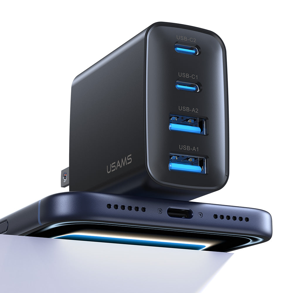 USAMS CC331 T70 40W 4-Port GaN Fast Wall Charger (2x USB-C + 2x USB-A)