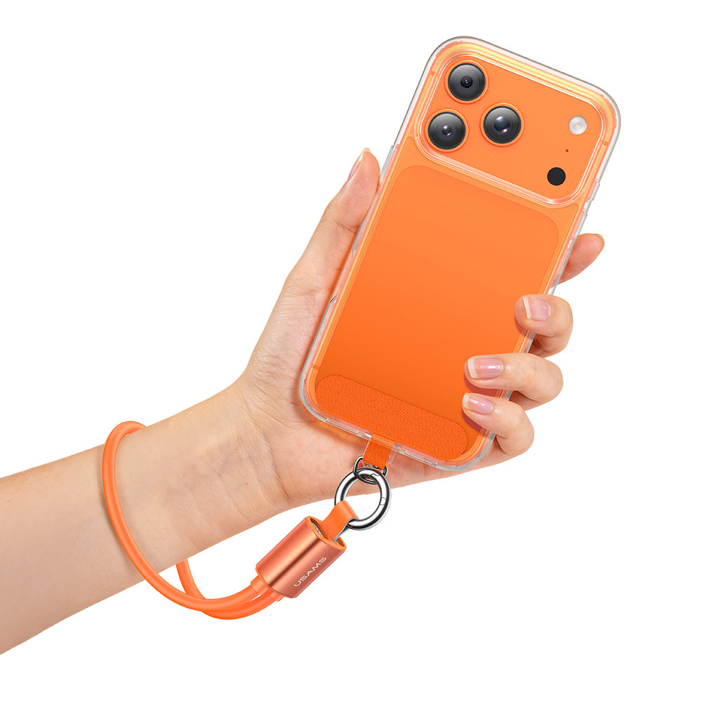 USAMS SJ784 U97 2-in-1 60W Type-C to Type-C Lanyard Charging Data Cable (30cm) – Premium Liquid Silicone Wrist Strap Phone Cord