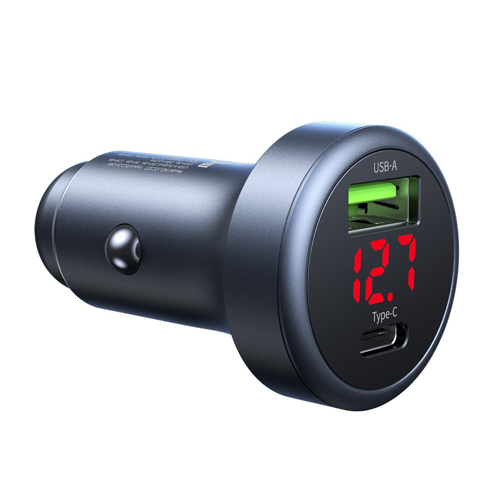 USAMS CC327 45W Dual Port Aluminum Car Charger with Digital Display