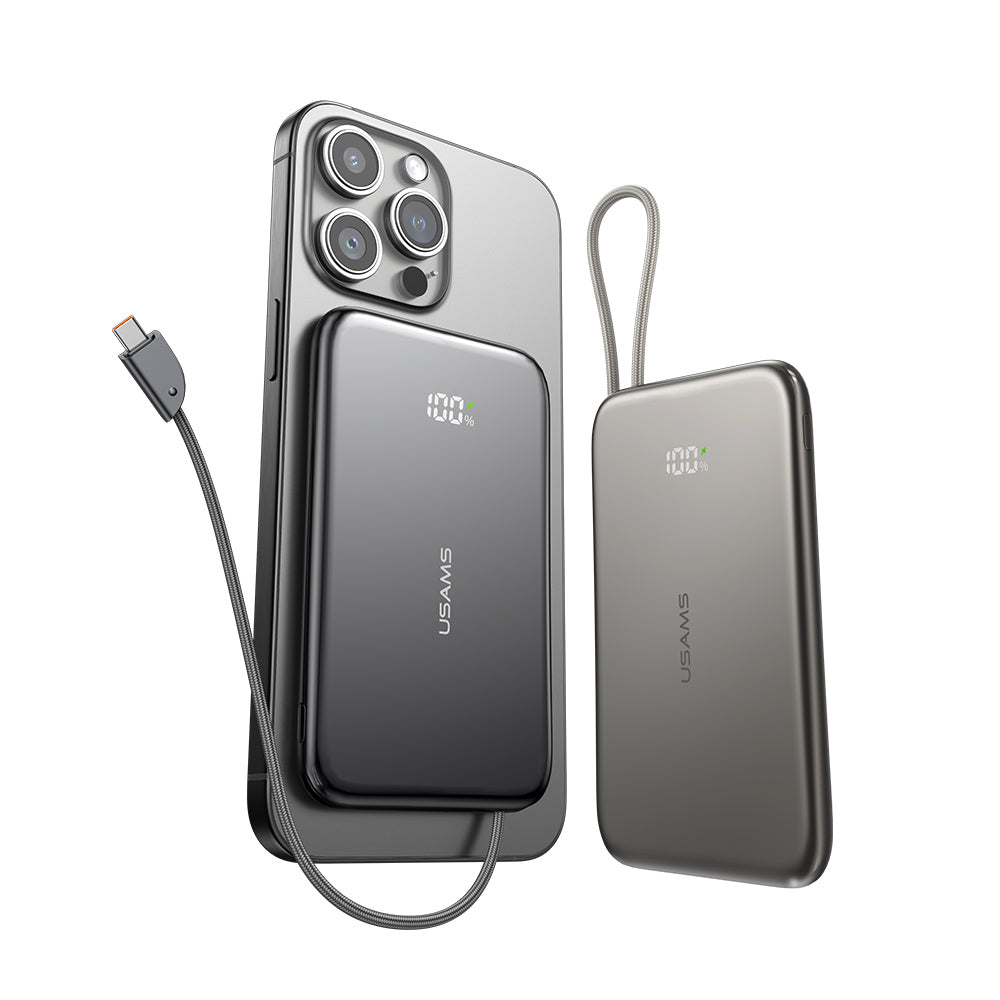USAMS CD227 20W Ultra-thin Magnetic Digital Display Power Bank with Type-C Cable