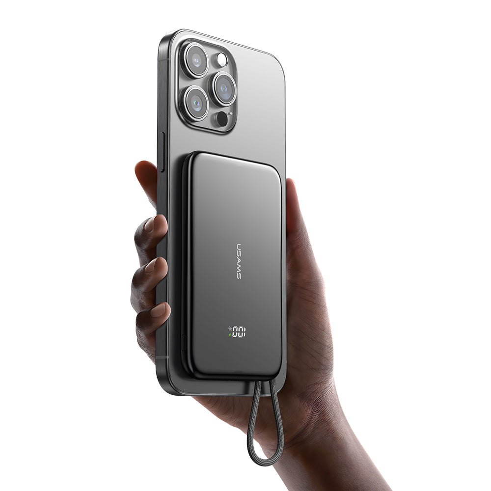 USAMS CD227 20W Ultra-thin Magnetic Digital Display Power Bank with Type-C Cable