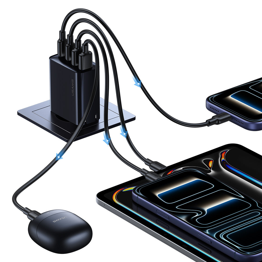 USAMS CC331 T70 40W 4-Port GaN Fast Wall Charger (2x USB-C + 2x USB-A)