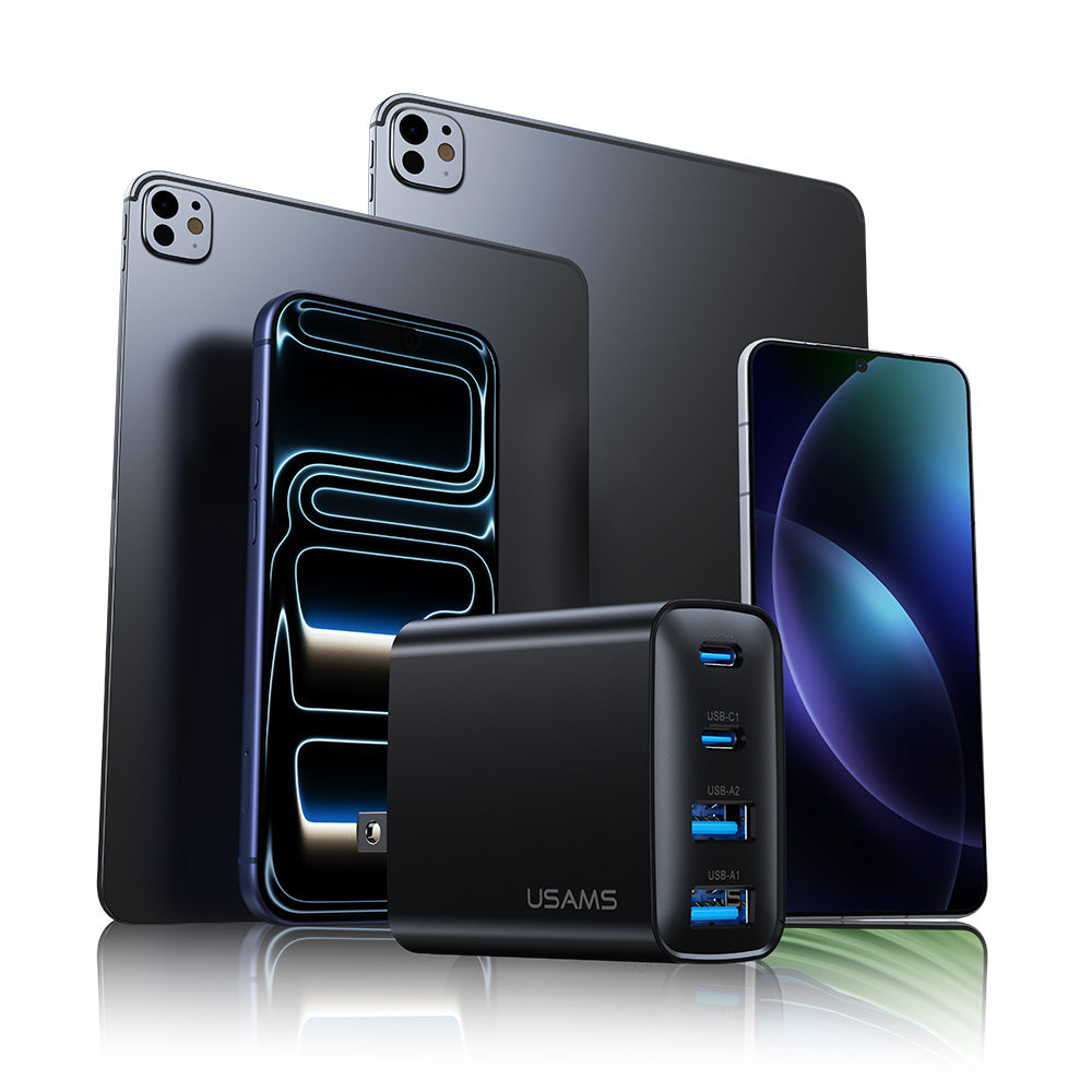 USAMS CC331 T70 40W 4-Port GaN Fast Wall Charger (2x USB-C + 2x USB-A)