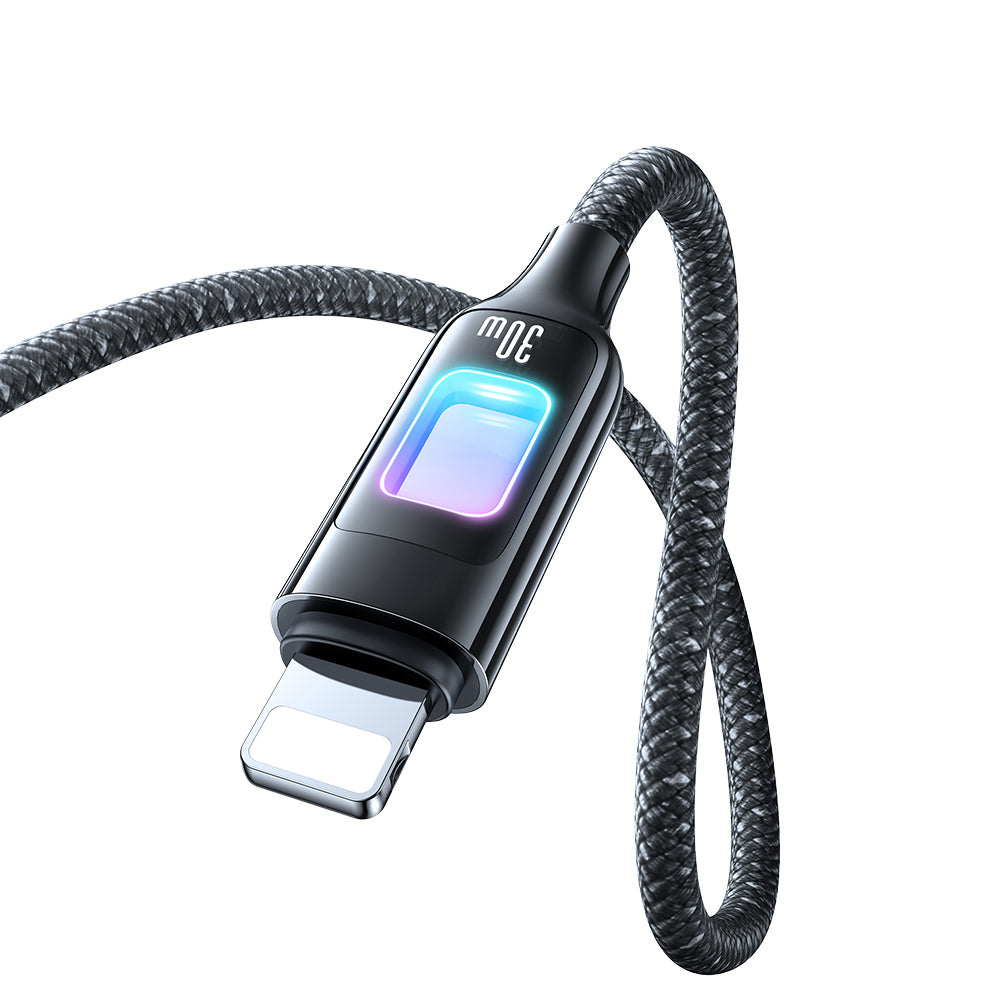 USAMS 30W Type-C To Lightning Zinc Alloy Fast Charging and Data Cable with Colorful Light