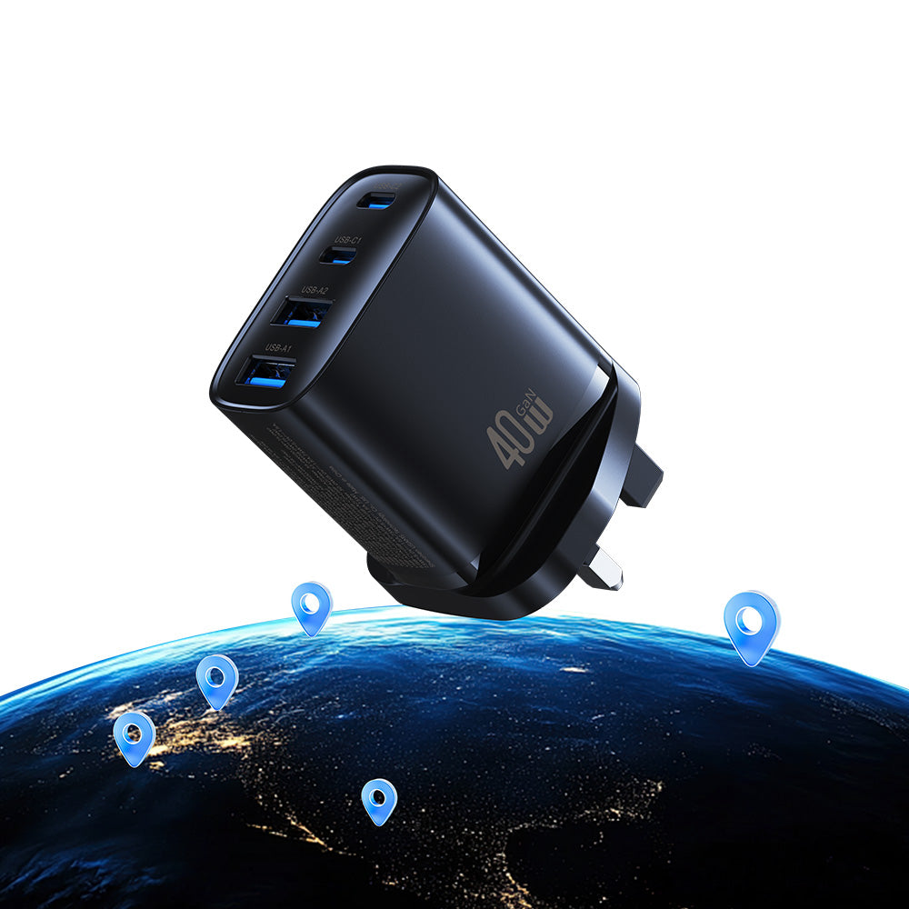 USAMS CC331 T70 40W 4-Port GaN Fast Wall Charger (2x USB-C + 2x USB-A)
