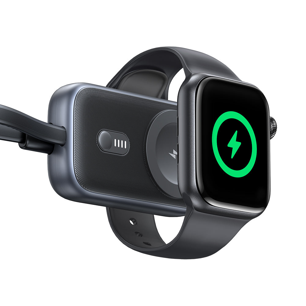 USAMS CD245 2-in-1 Magnetic Wireless Charger Power Bank (1200mAh) for Apple Watch – Pocket Size Keychain Charger with Built-in Type-C Cable