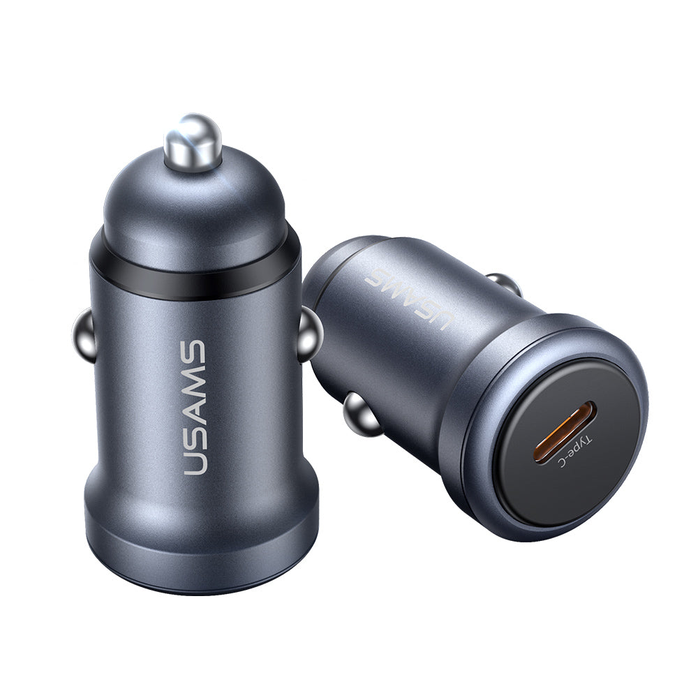 USAMS CC321 30W Single Port Aluminum Mini Fast Car Charger (USB-C PD)