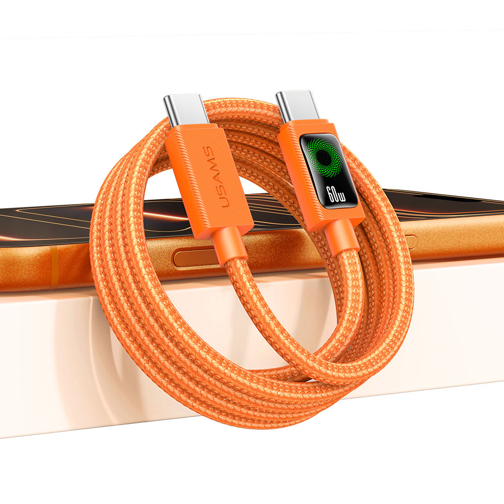 USAMS SJ773 U92 60W Type-C to Type-C Fast Charging Braided Cable (1.2m)